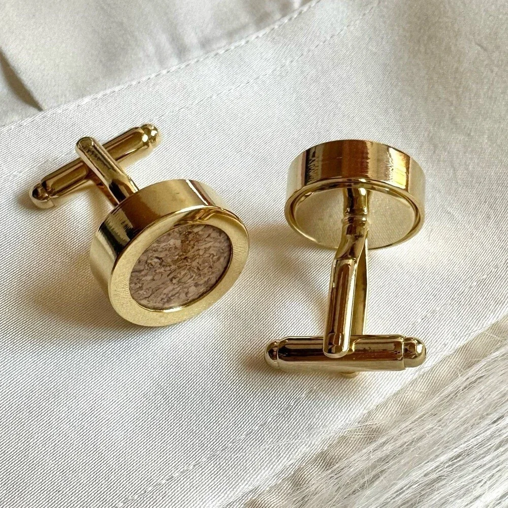 Gold Cork Cufflinks Wine Connoisseur Sommolier Winery Vineyard Wedding Groomsmen